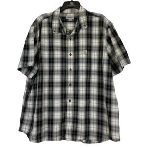 Carhartt black and white plaid button down short sleeve men's shirt size 2XL